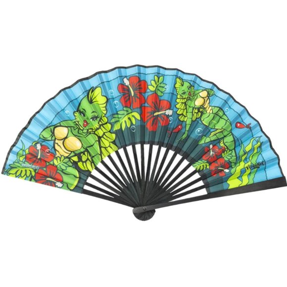 Creature Tiki Fabric Hand Fan 16" Wide NWT - Picture 1 of 1